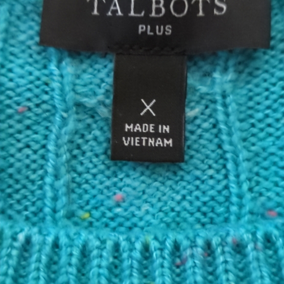 Talbots Plus Cable Knit Sweater Women Sz X Aqua Green Round Neck Long Sleeve-374 - Picture 2 of 9
